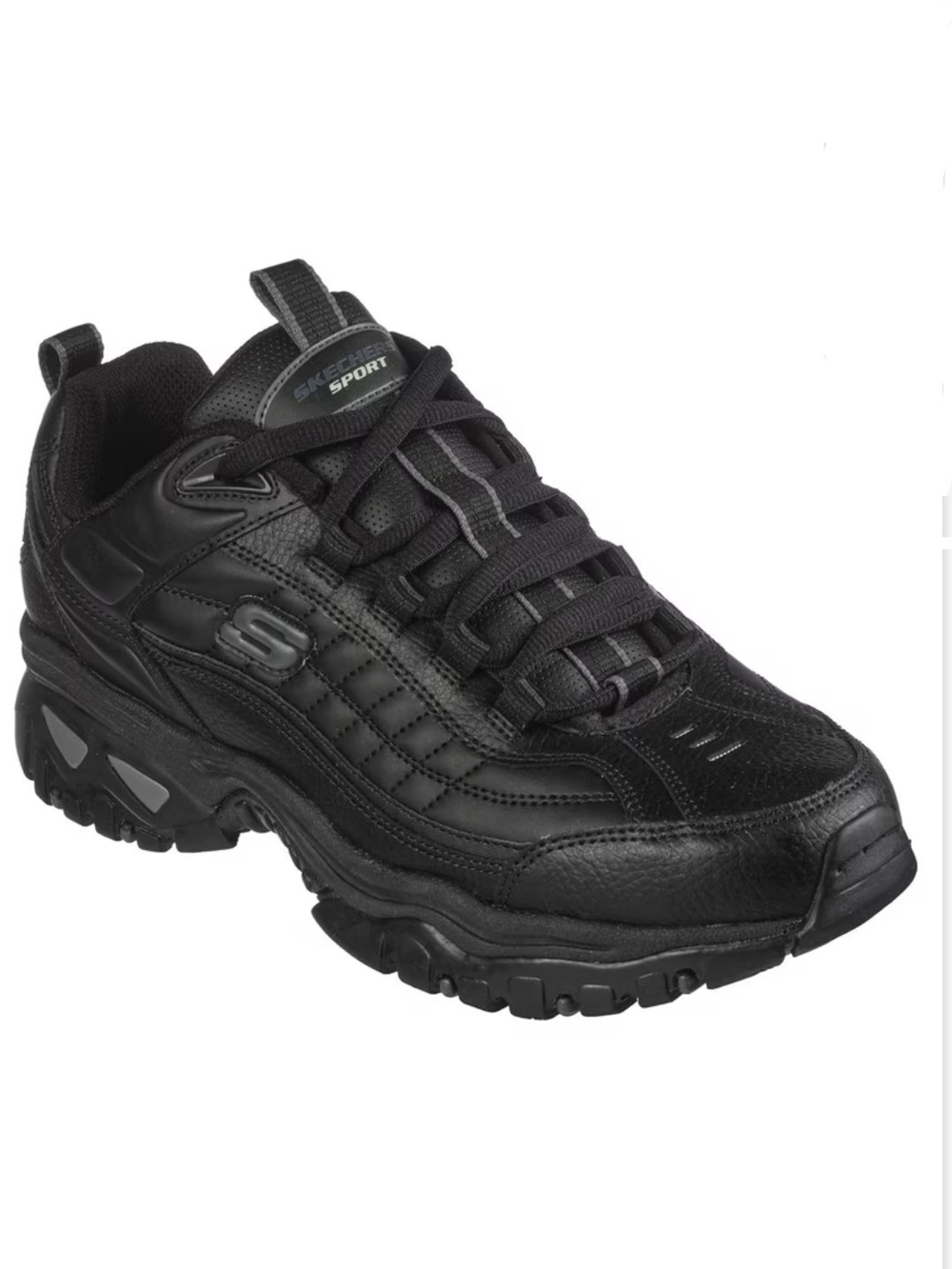 SKECHERS Sport 50081EW Men’s Black Leather Low Top Lace Up Athletic Sneaker